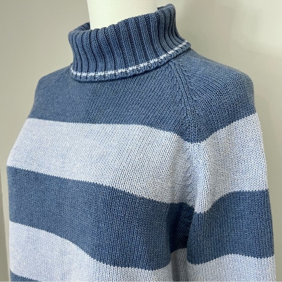 VTG GH Bass & Co 100% Cotton Striped Turtleneck Sweater Size L - Picture 2 of 7